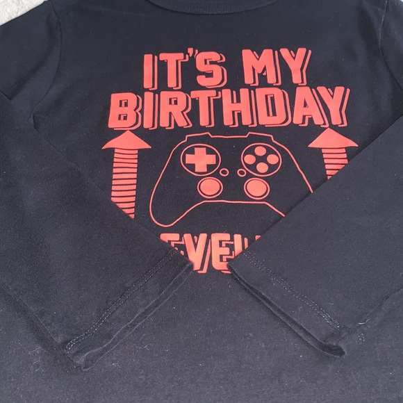 Children’s Place Birthday Gamer Shirt 5/6 EUC Black Long Sleeves - Picture 4 of 7